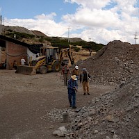 Mineral dumps at La Lupita; higher grade material in the foreground
