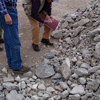 Mineral dumps at La Lupita; high-grade material remains on site